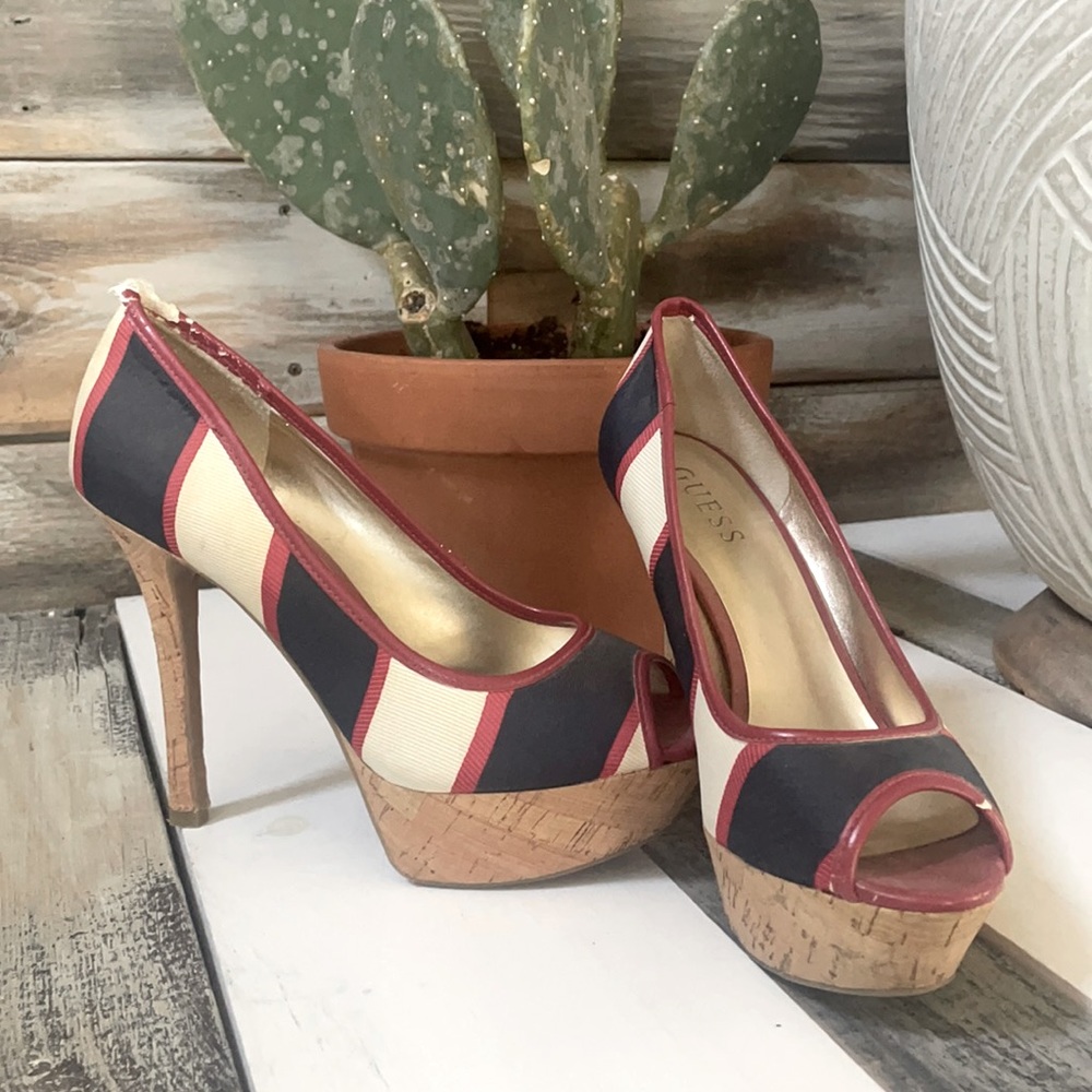 Guess Brand Nautical Cork Heels